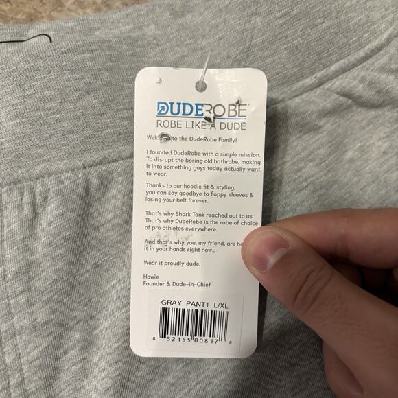 Dude Robe Pants Mens XL Grey Sweatpants Soft Fleece Lounge Essentials NEW NWT - Picture 7 of 13
